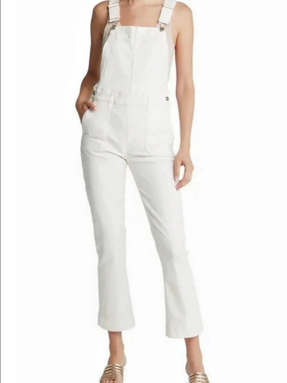 Paige White Overall Jumpsuit, flare leg - size 27